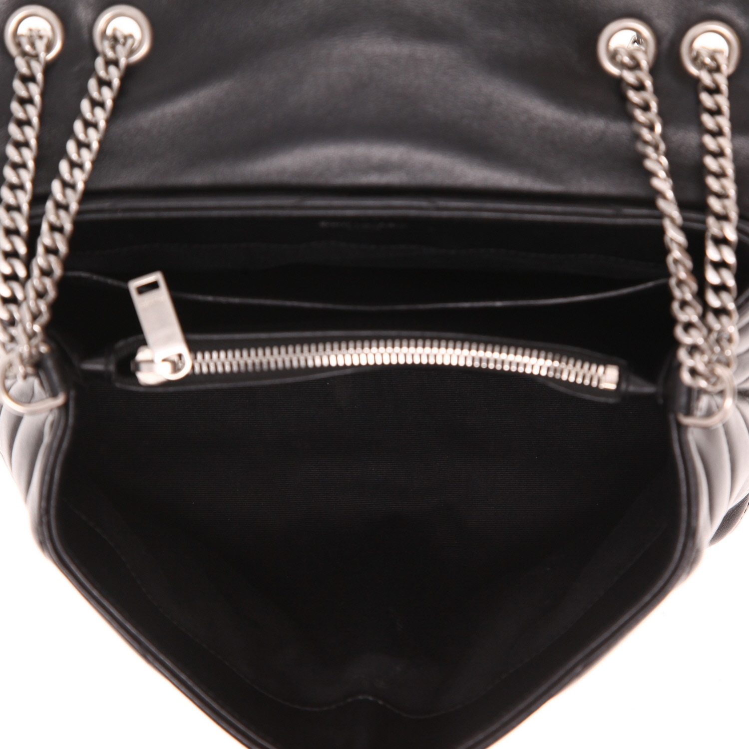 Bolso bandolera Saint Laurent «Loulou», modelo pequeño, de piel acolchada con diseño en espiga Noir - Detail D3