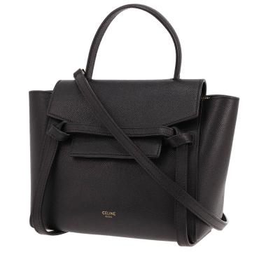Celine Belt Nano shoulder bag in black grained leather