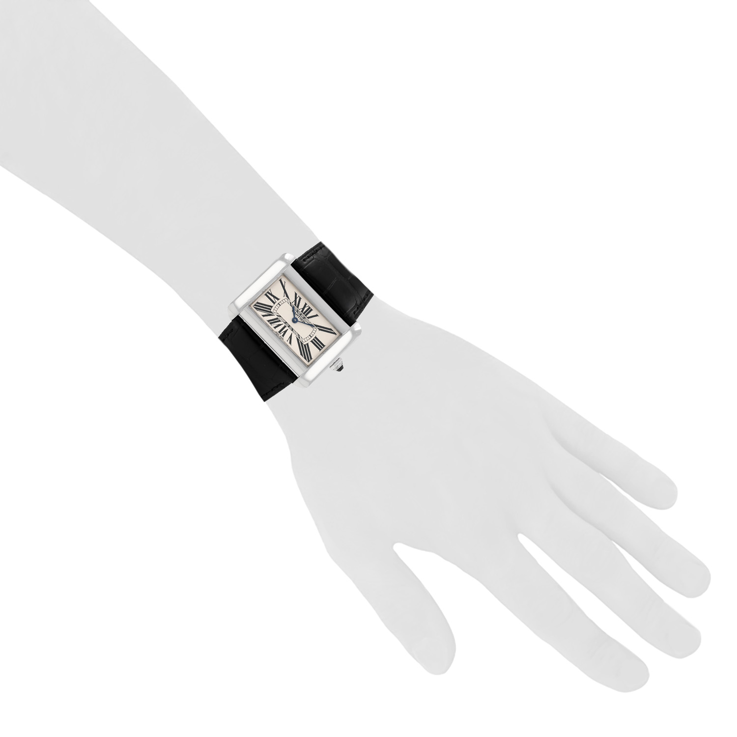 Cartier Tank Divan large model watch in steel, Ref: Cartier - 2600, circa 2000 - Detail D1