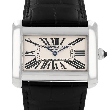 Montre Cartier Tank Divan grand modèle  en acier Ref: Cartier - 2600  Vers 2000