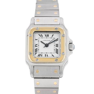 Reloj Cartier Santos, modelo pequeño, de oro y acero. Ref.: Cartier - 0902. Hacia 1990