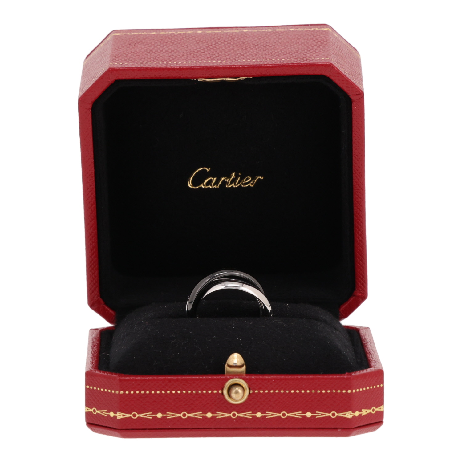 Anillo Cartier Trinity, modelo mediano, en oro blanco y cerámica - Detail D2