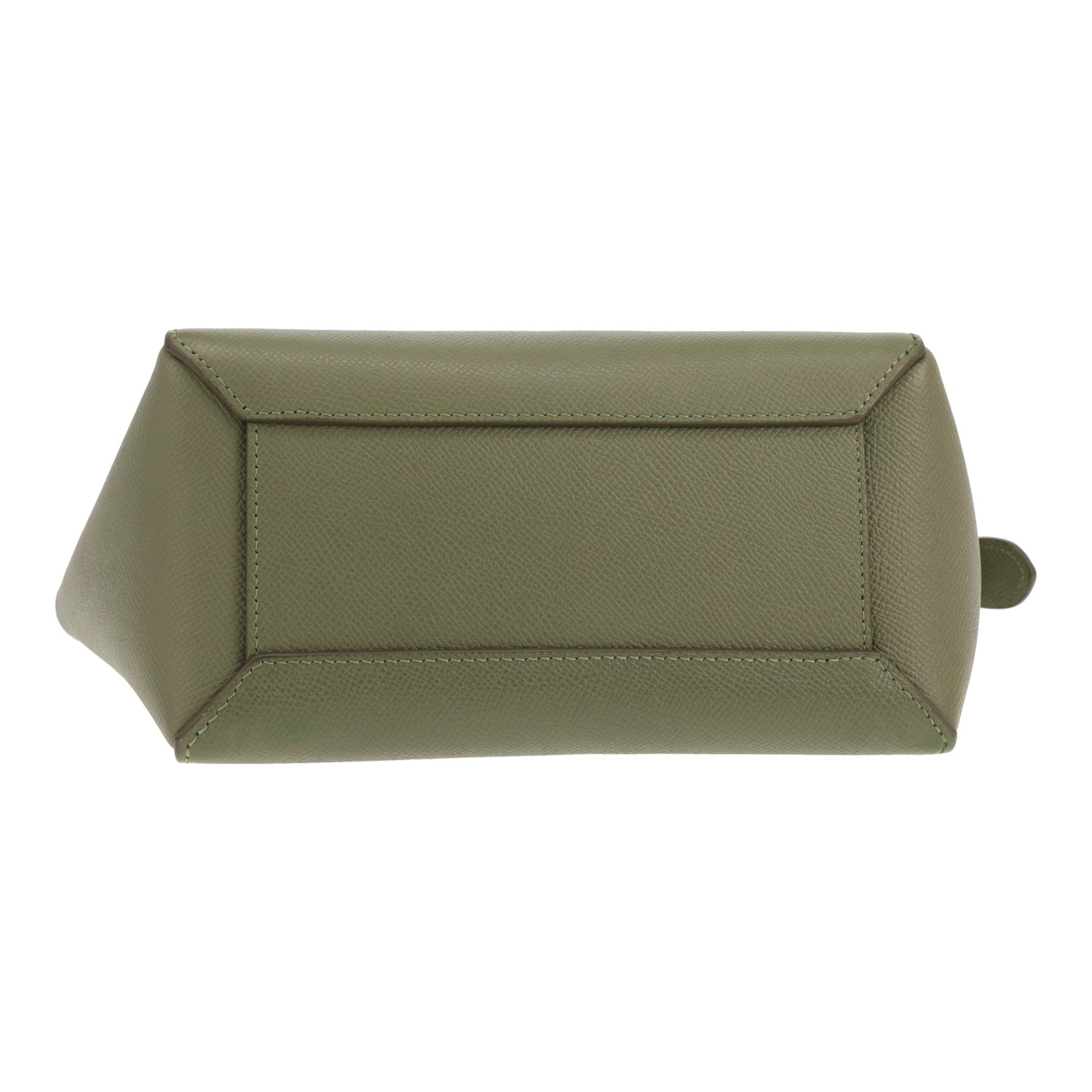 Celine Belt Nano shoulder bag in green grained leather - Detail D1