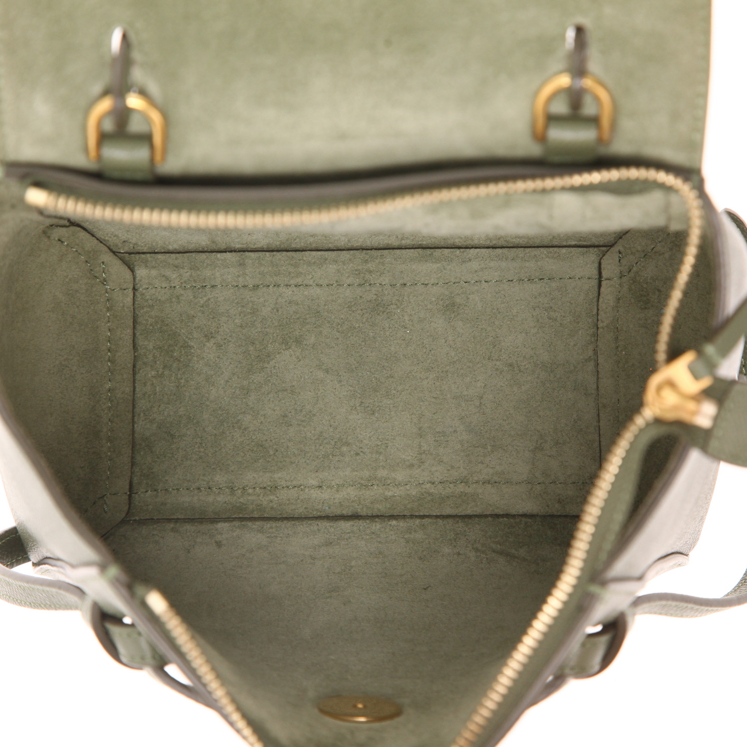 Borsa a tracolla Celine Belt Nano in pelle martellata verde - Detail D3