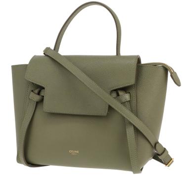 Borsa a tracolla Celine Belt Nano in pelle martellata verde
