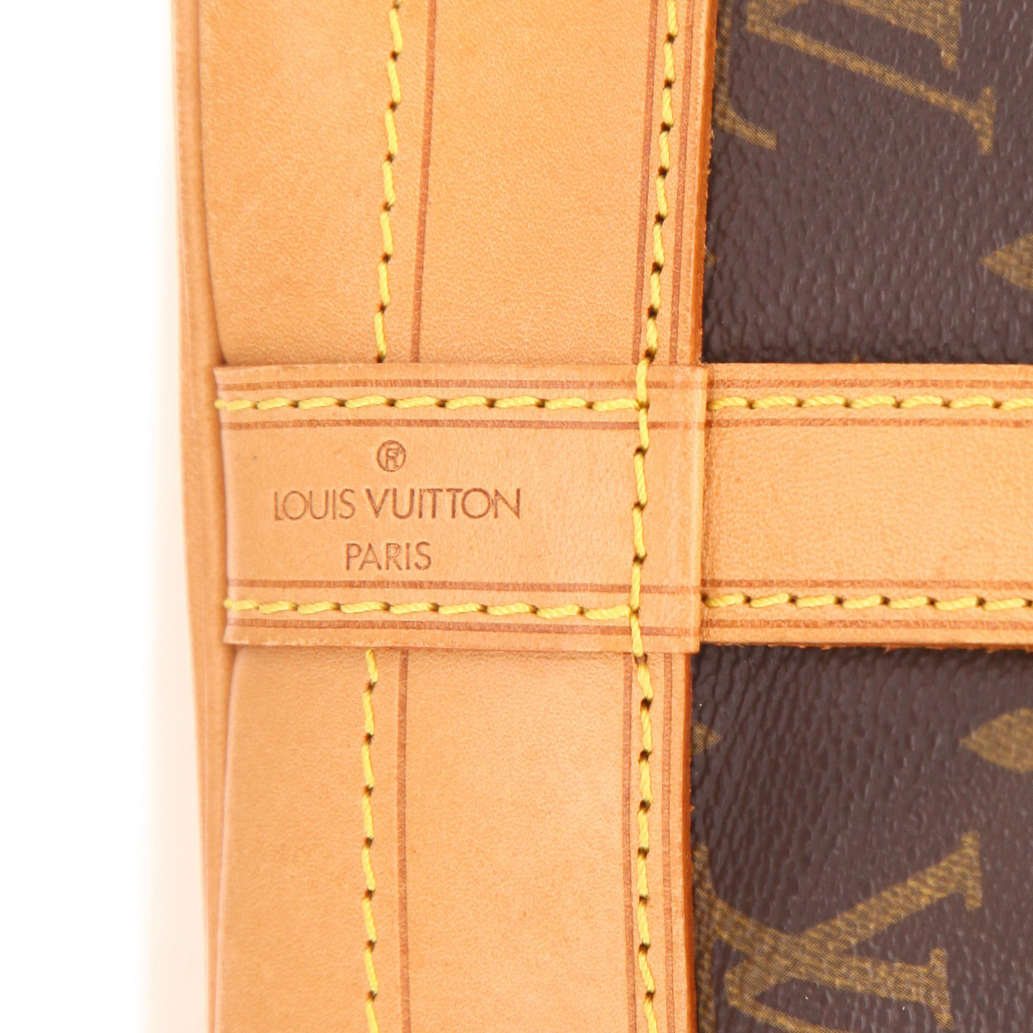 Louis Vuitton Noé handbag in brown Monogram canvas and natural leather - Detail D2
