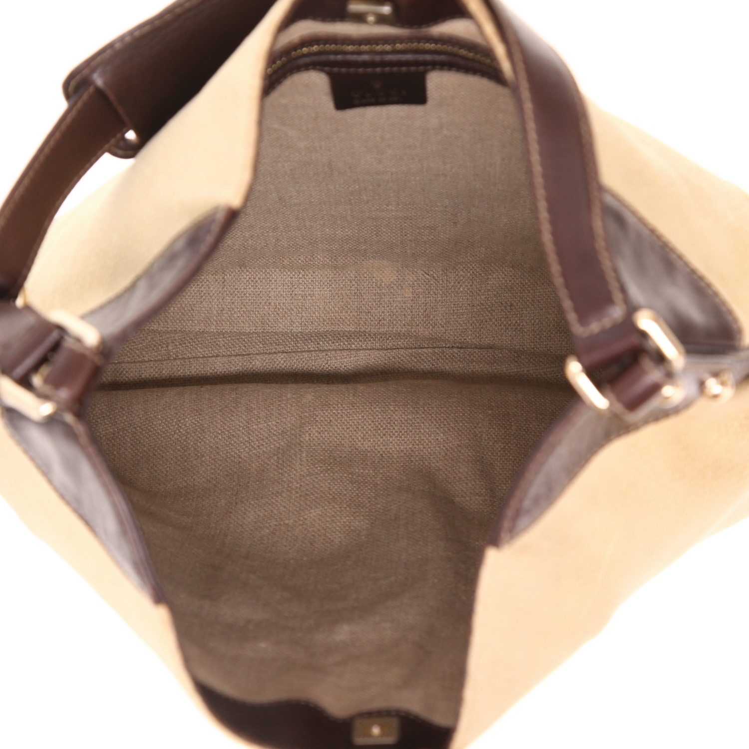 Sac à main Gucci  Gucci Vintage en toile beige et cuir marron - Detail D3