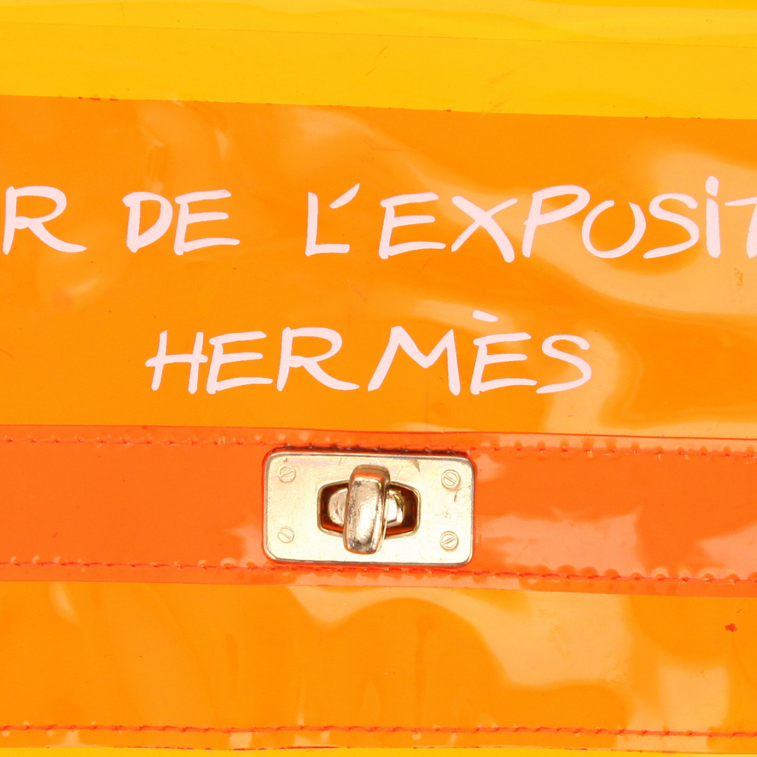 Bolso Hermès Kelly Plastic de vinilo naranja - Detail D2