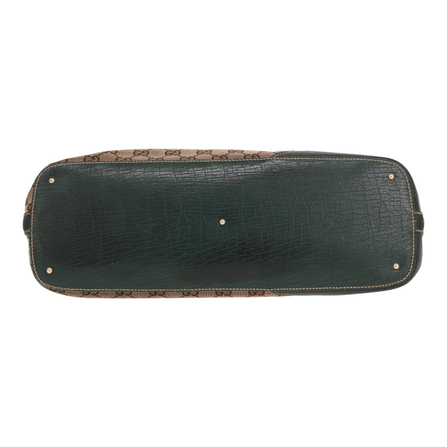 Gucci handbag  Vintage Gucci in beige GG Supreme canvas and green leather - Detail D1