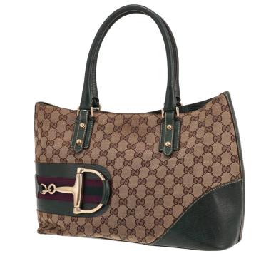 Gucci handbag  Vintage Gucci in beige GG Supreme canvas and green leather