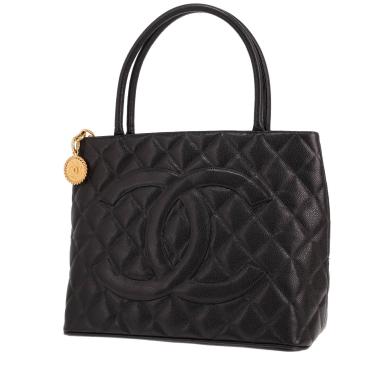 Bolso de mano Chanel  Con medallón de piel granulada acolchada negra