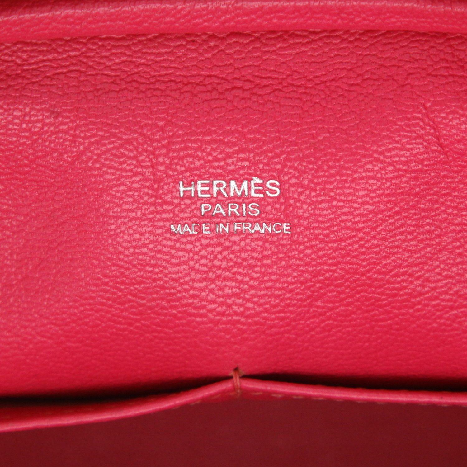 Sac à main Hermès  Plume en cuir Mysore Rose Shocking - Detail D2