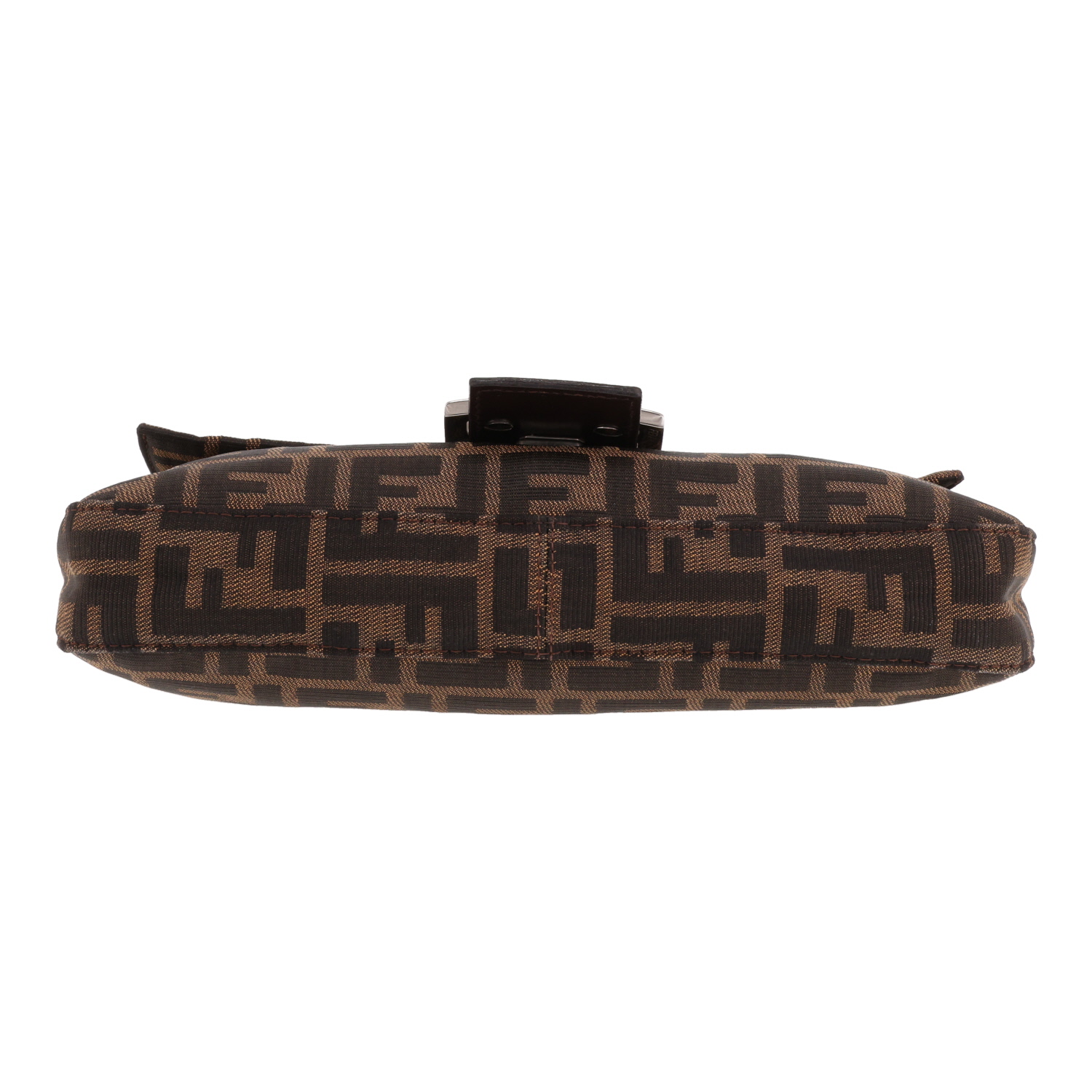 Fendi Baguette handbag in brown logo-printed canvas and brown leather - Detail D1