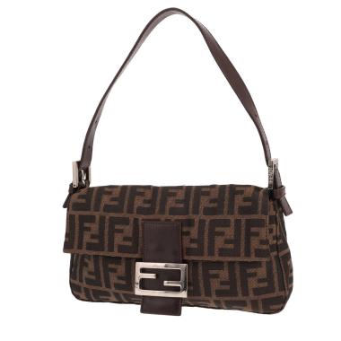 Sac à main Fendi  Baguette en toile siglée marron et cuir marron