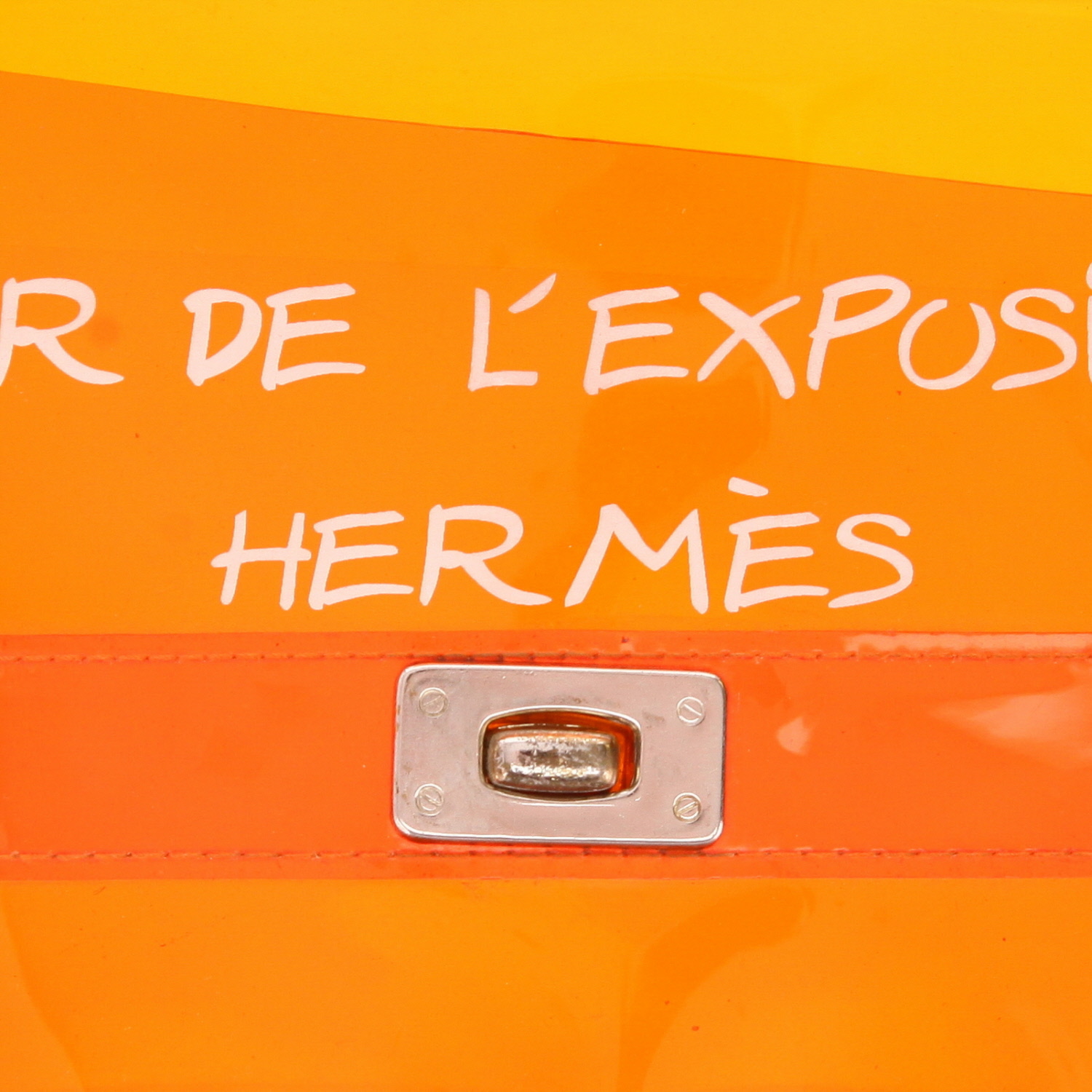 Hermès Kelly Plastic handbag in orange vinyl - Detail D2