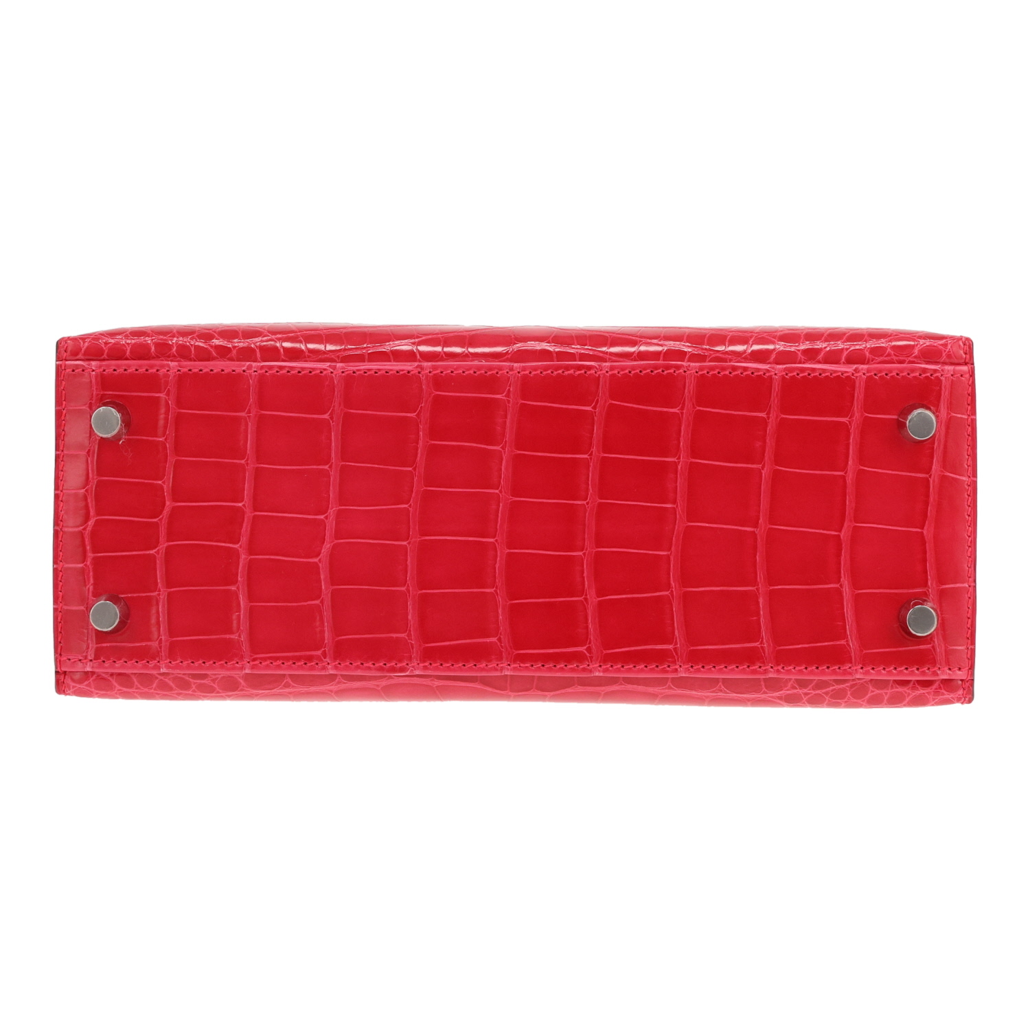 Hermès Kelly 25 cm handbag in ‘Rose Extrême’ alligator leather - Detail D1