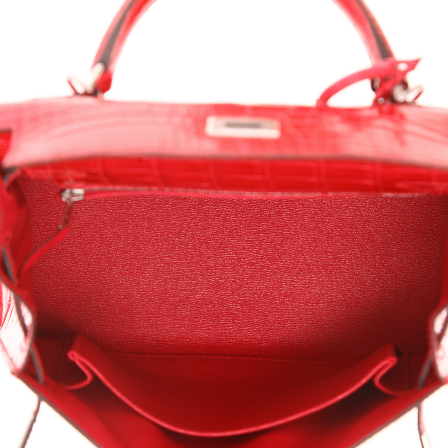 Sac à main Hermès  Kelly 25 cm en alligator Rose extrême - Detail D3