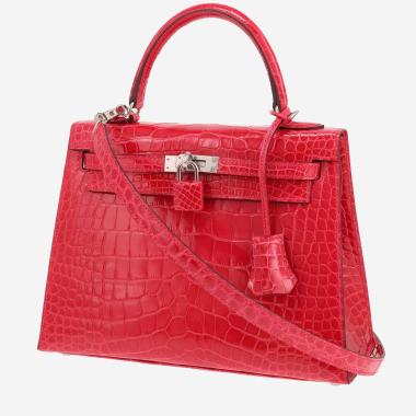 Hermès Kelly 25 cm handbag in ‘Rose Extrême’ alligator leather