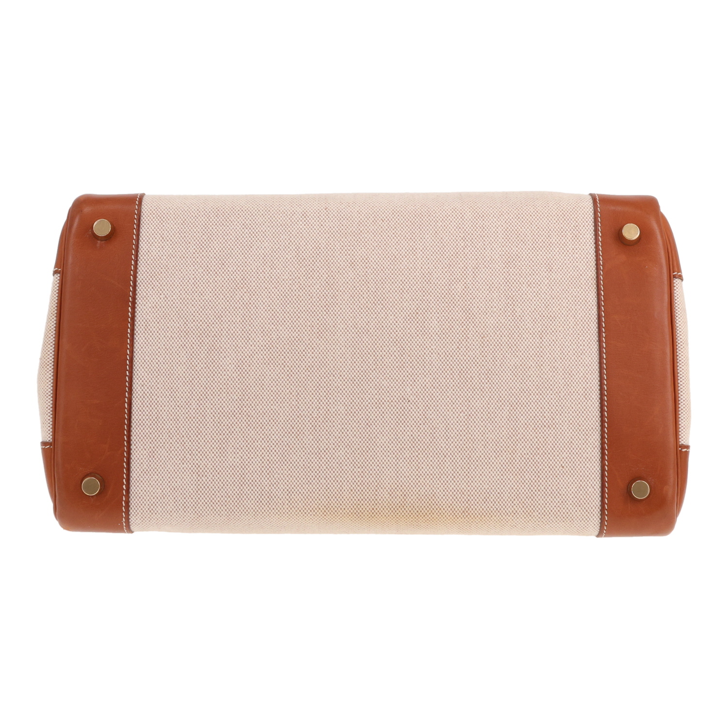 Hermès Birkin handbag, 35 cm, in Fauve Barénia leather and beige canvas - Detail D1