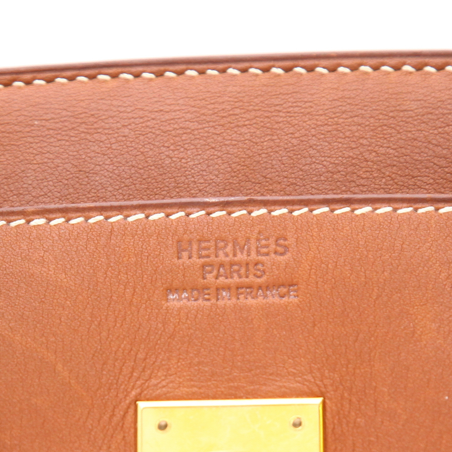 Bolso Hermès Birkin de 35 cm en piel Barénia Fauve y lona beige - Detail D2