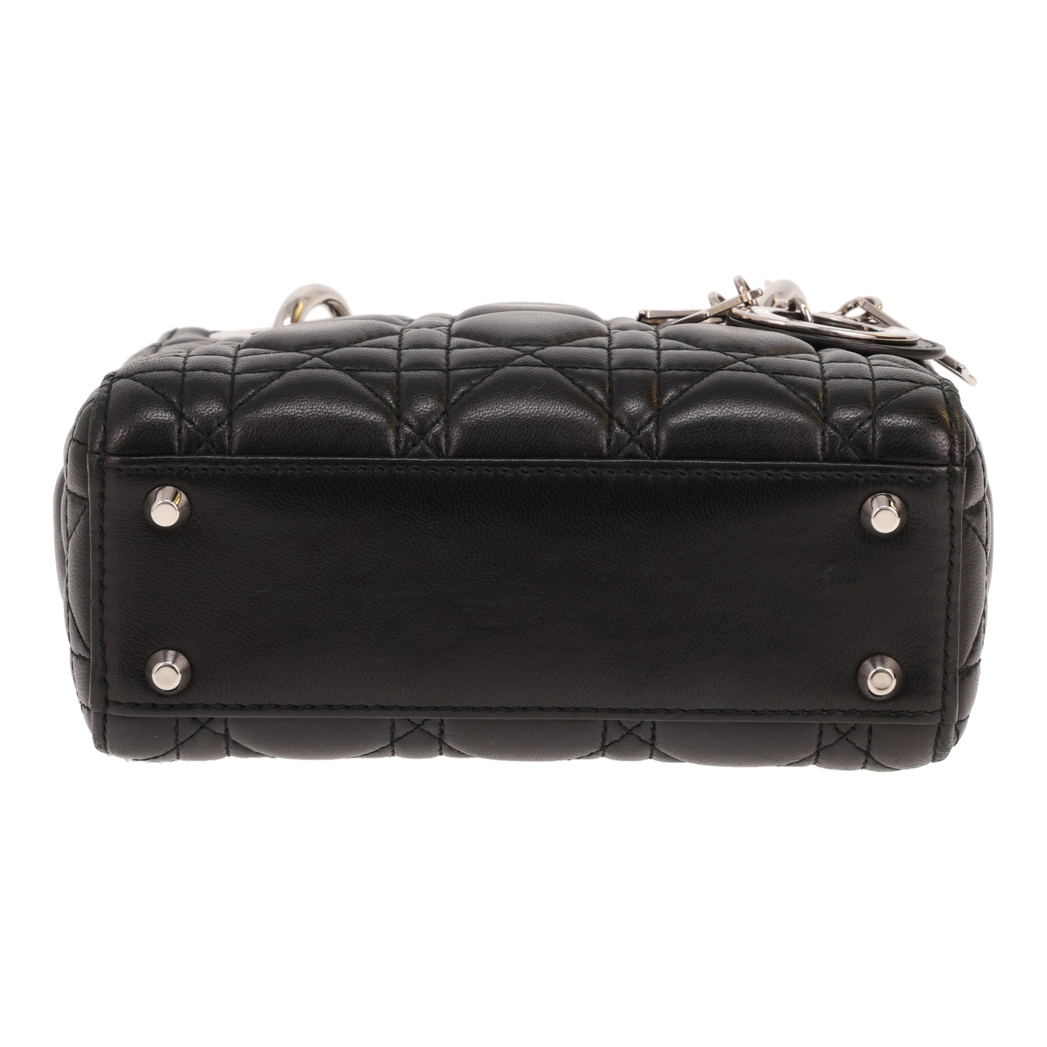 Borsa a tracolla Dior  Lady Dior mini  in pelle cannage nera - Detail D1