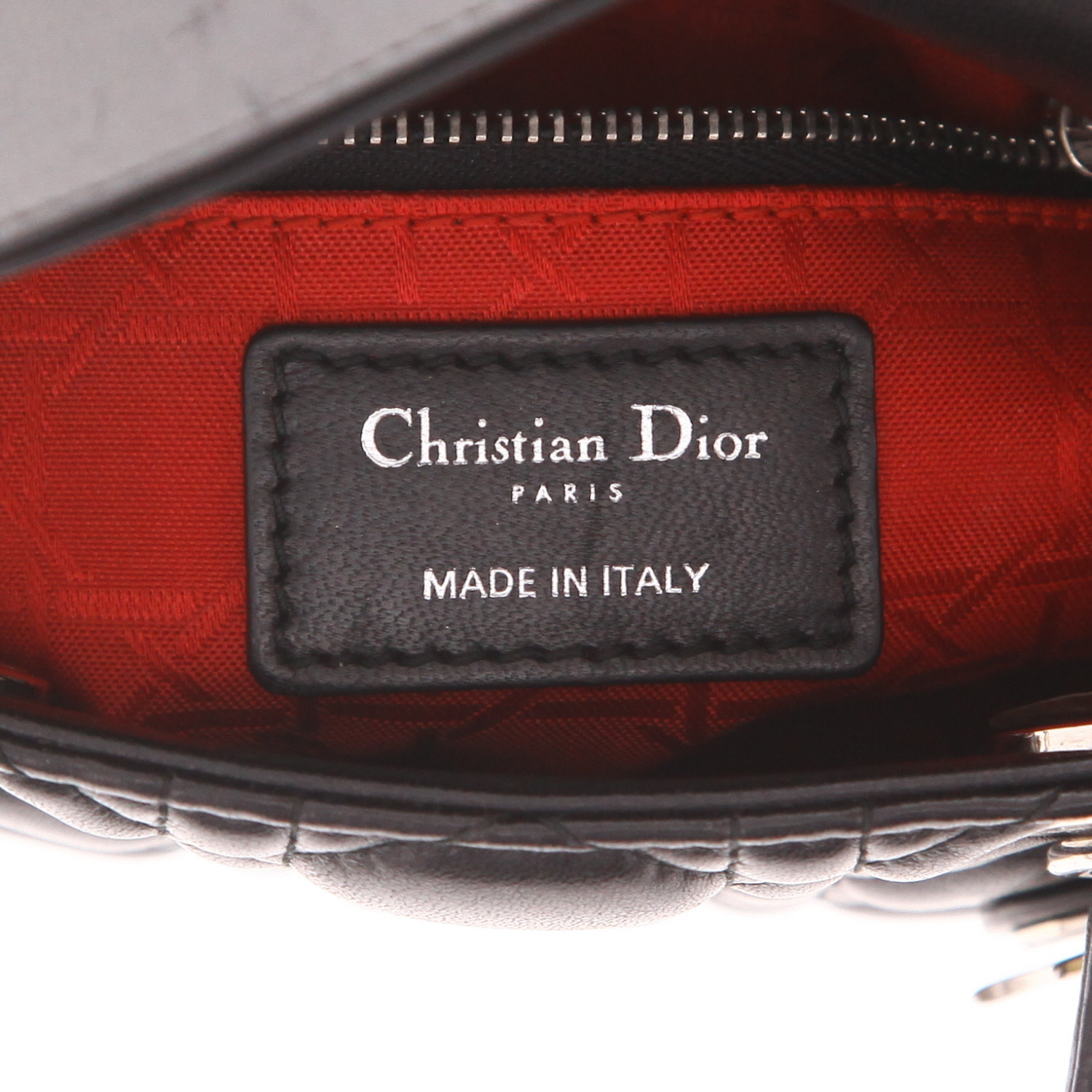 Dior Lady Dior mini shoulder bag in black cannage leather - Detail D2