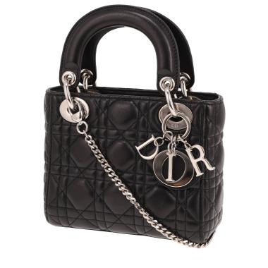 Borsa a tracolla Dior  Lady Dior mini  in pelle cannage nera