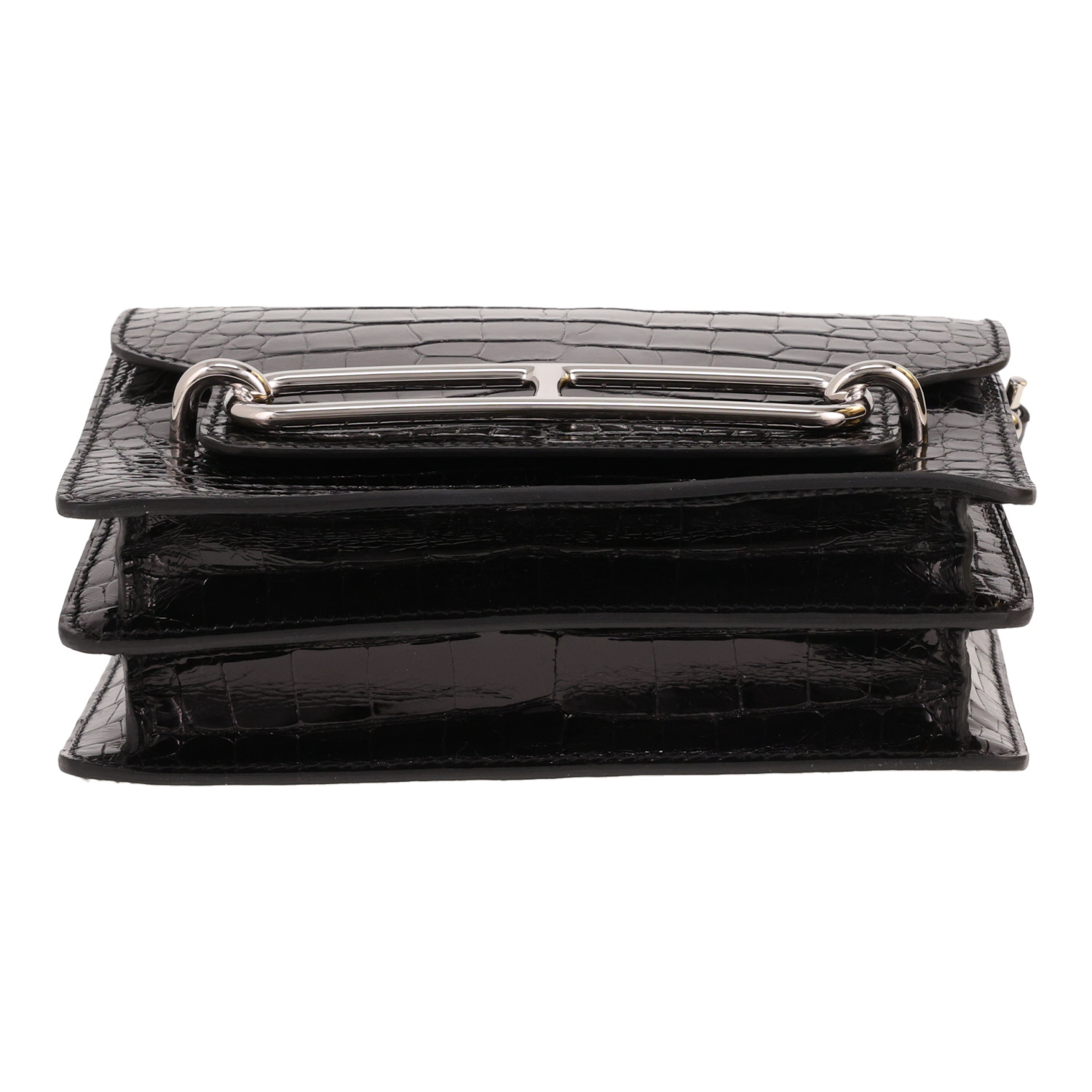 Borsa a tracolla Hermès “Roulis” in alligatore nero - Detail D1