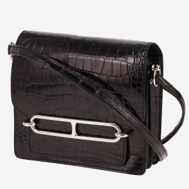 Sac bandoulière Hermès  Roulis en alligator noir