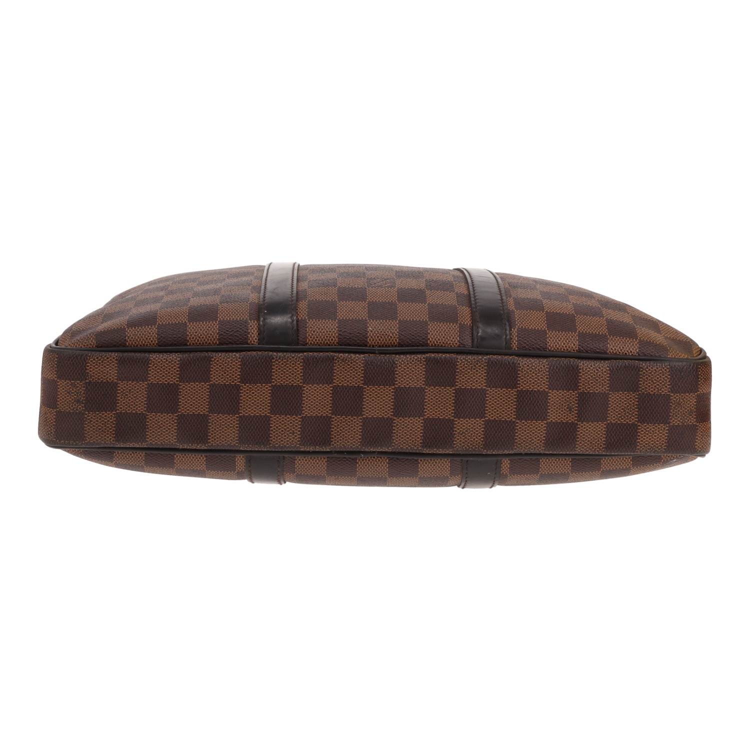 Porte-documents Louis Vuitton   en toile damier ébène et cuir marron - Detail D1