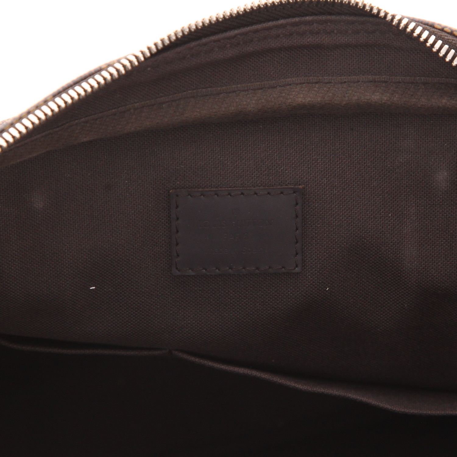 Louis Vuitton briefcase in Ebène Damier canvas and brown leather - Detail D2