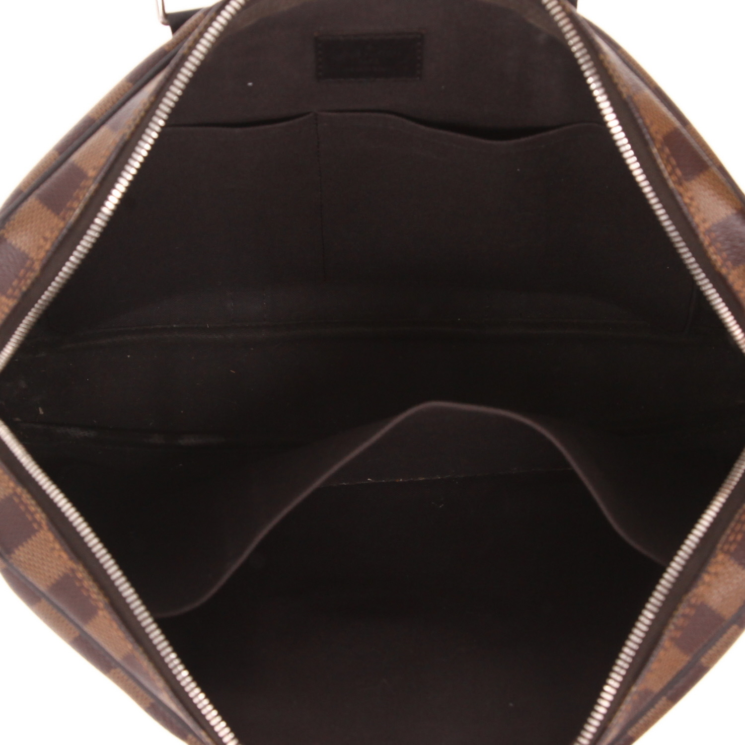 Louis Vuitton briefcase in Ebène Damier canvas and brown leather - Detail D3