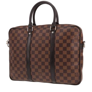 Maletín de Louis Vuitton de lona Damier Ébène y piel marrón