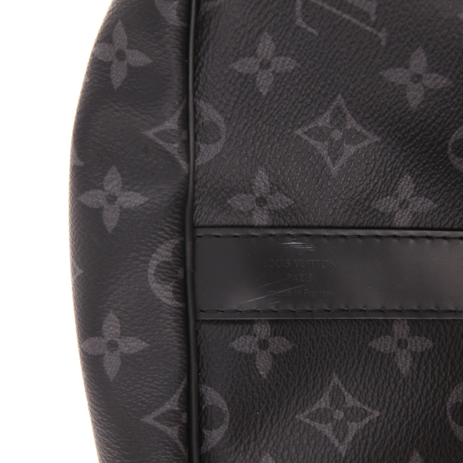 Louis Vuitton Keepall 55 travel bag in grey Monogram canvas and black leather - Detail D2