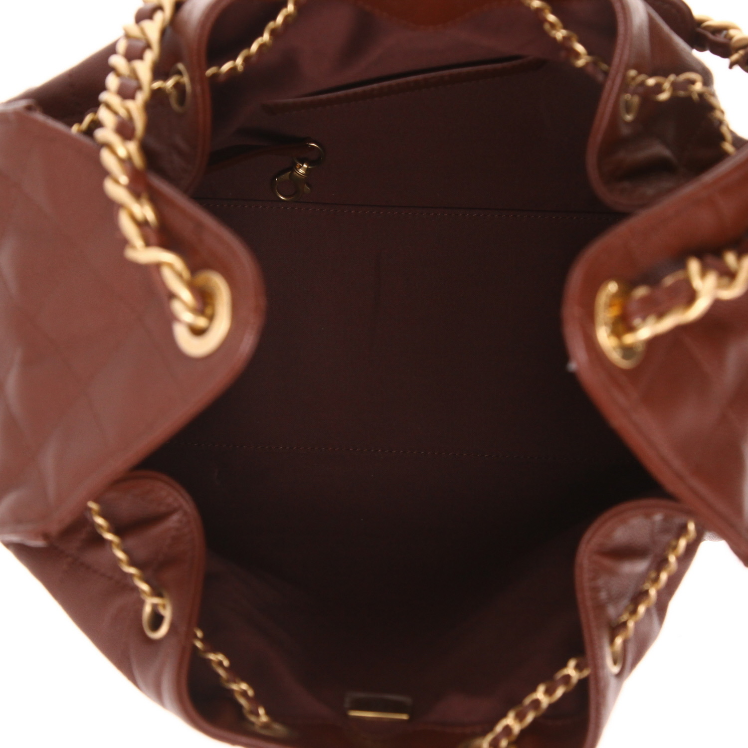 Sac à main Chanel  25 en cuir grainé marron - Detail D3