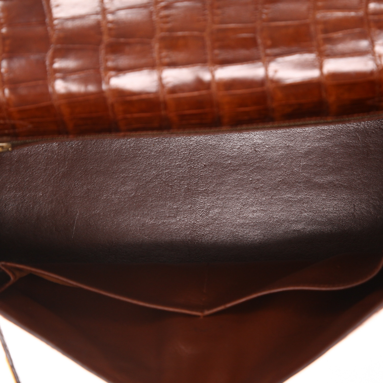 Bolso Hermès Kelly de 32 cm de cocodrilo porosus en color marrón miel - Detail D3
