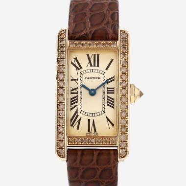 Montre Cartier Tank Américaine en or jaune Ref: Cartier - 2482  Vers 2017