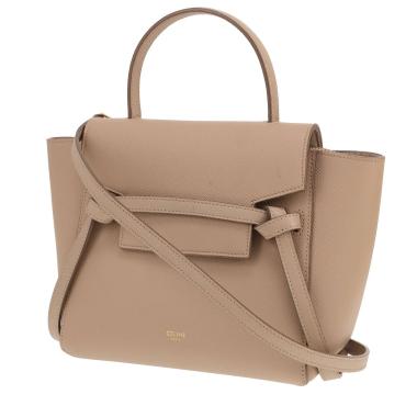 Bolso bandolera Celine Belt Nano de piel granulada beige