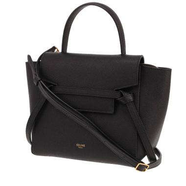 Borsa a tracolla Celine Belt Nano in pelle martellata nera