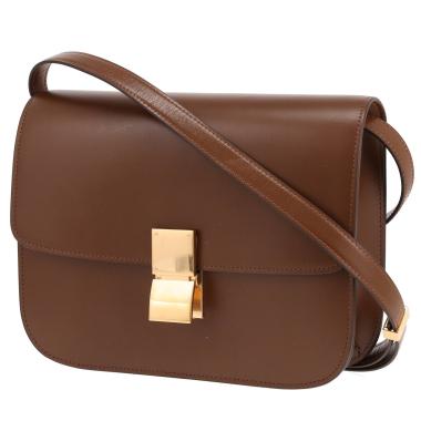 Bolso bandolera Celine Classic Box de piel marrón