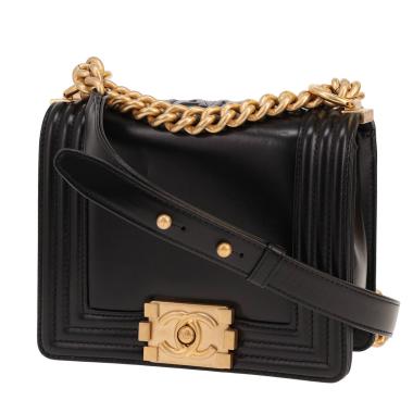 Chanel Mini Boy shoulder bag in black leather