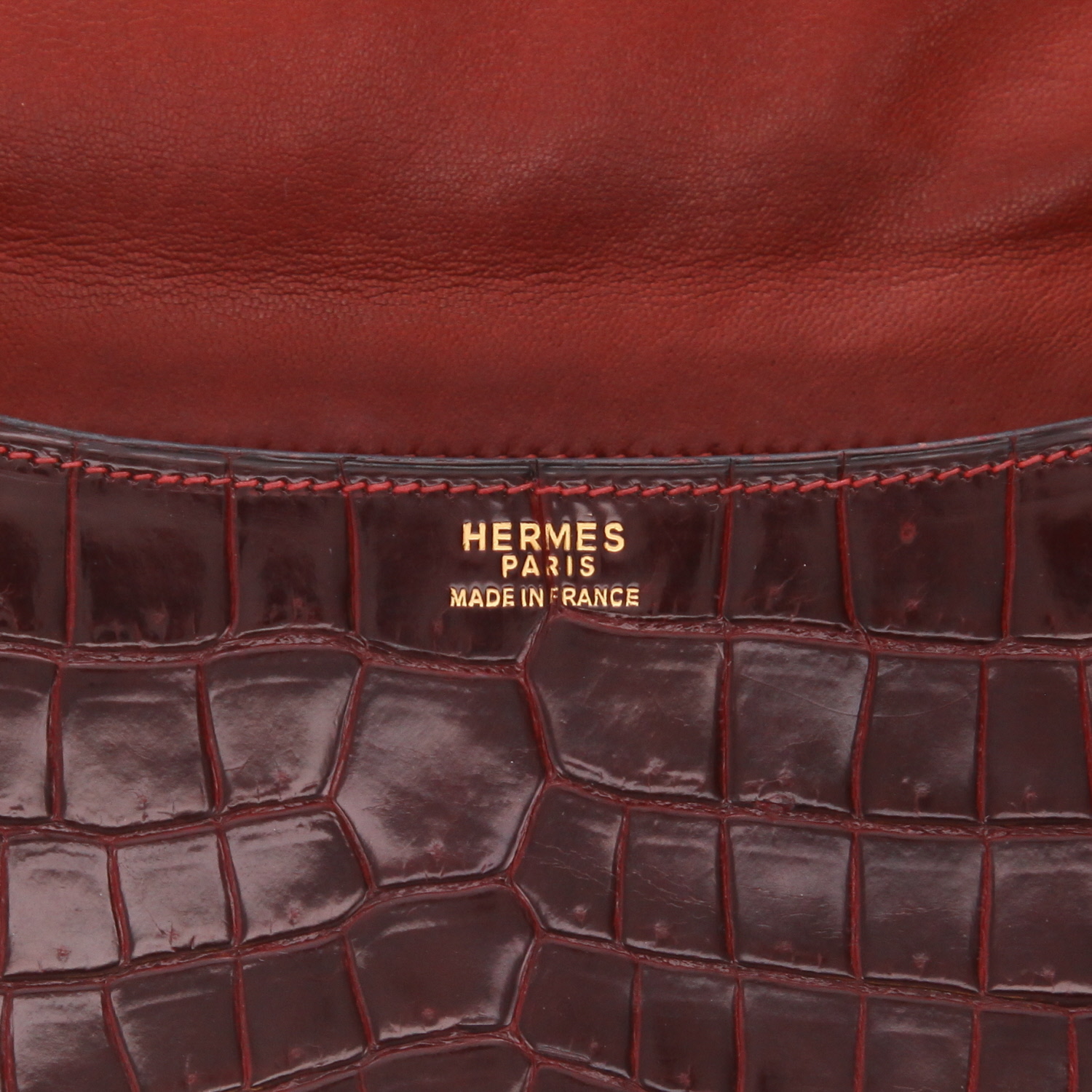 Borsa Hermès Constance da 24 cm in coccodrillo porosus Bordeaux - Detail D2
