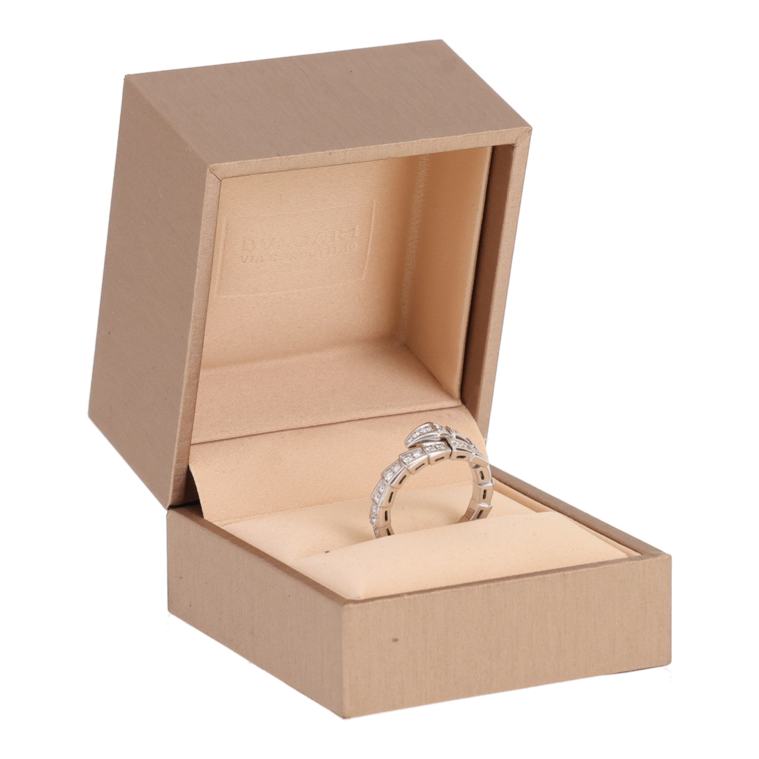Anillo Bulgari Serpenti Viper de oro blanco y diamantes - Detail D2