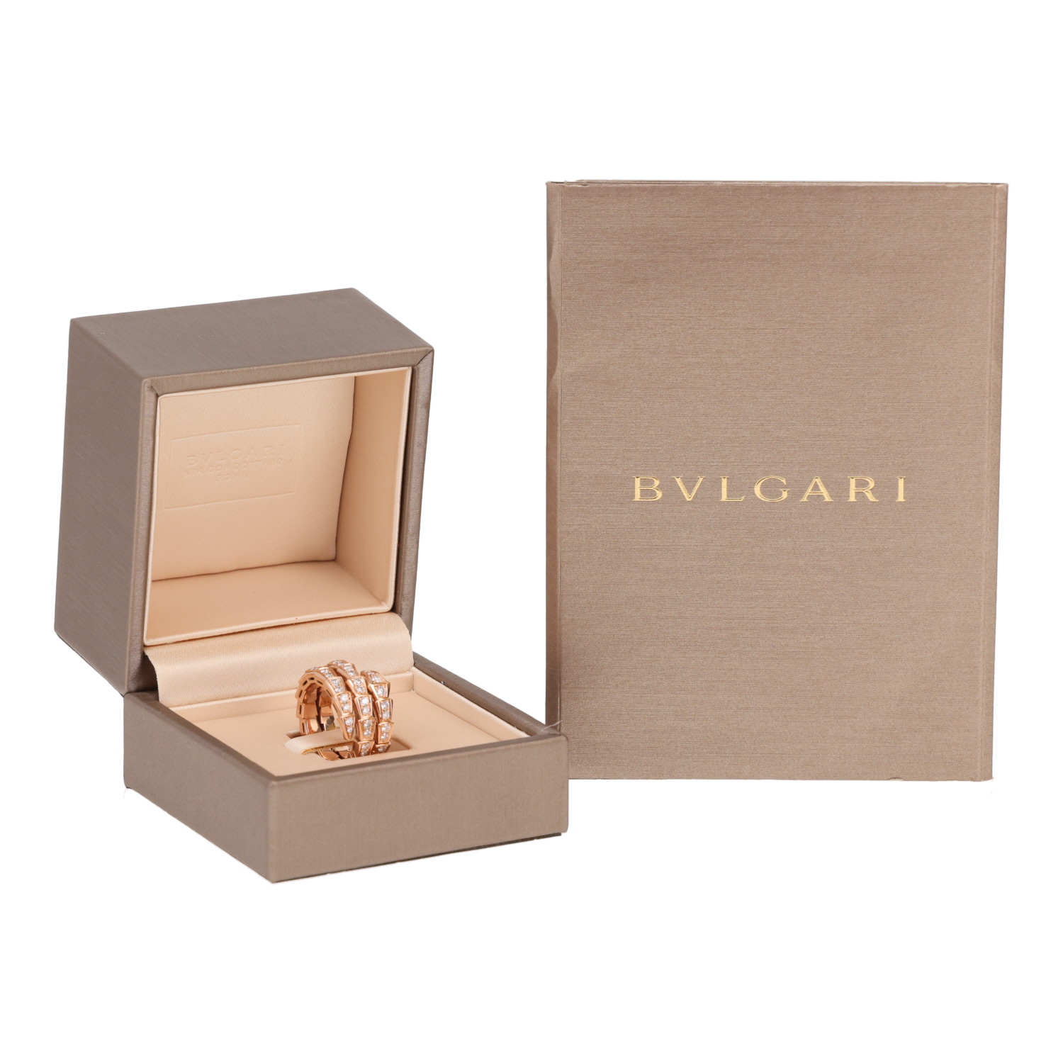 Bague Bulgari Serpenti Viper en or rose et diamants - Detail D2