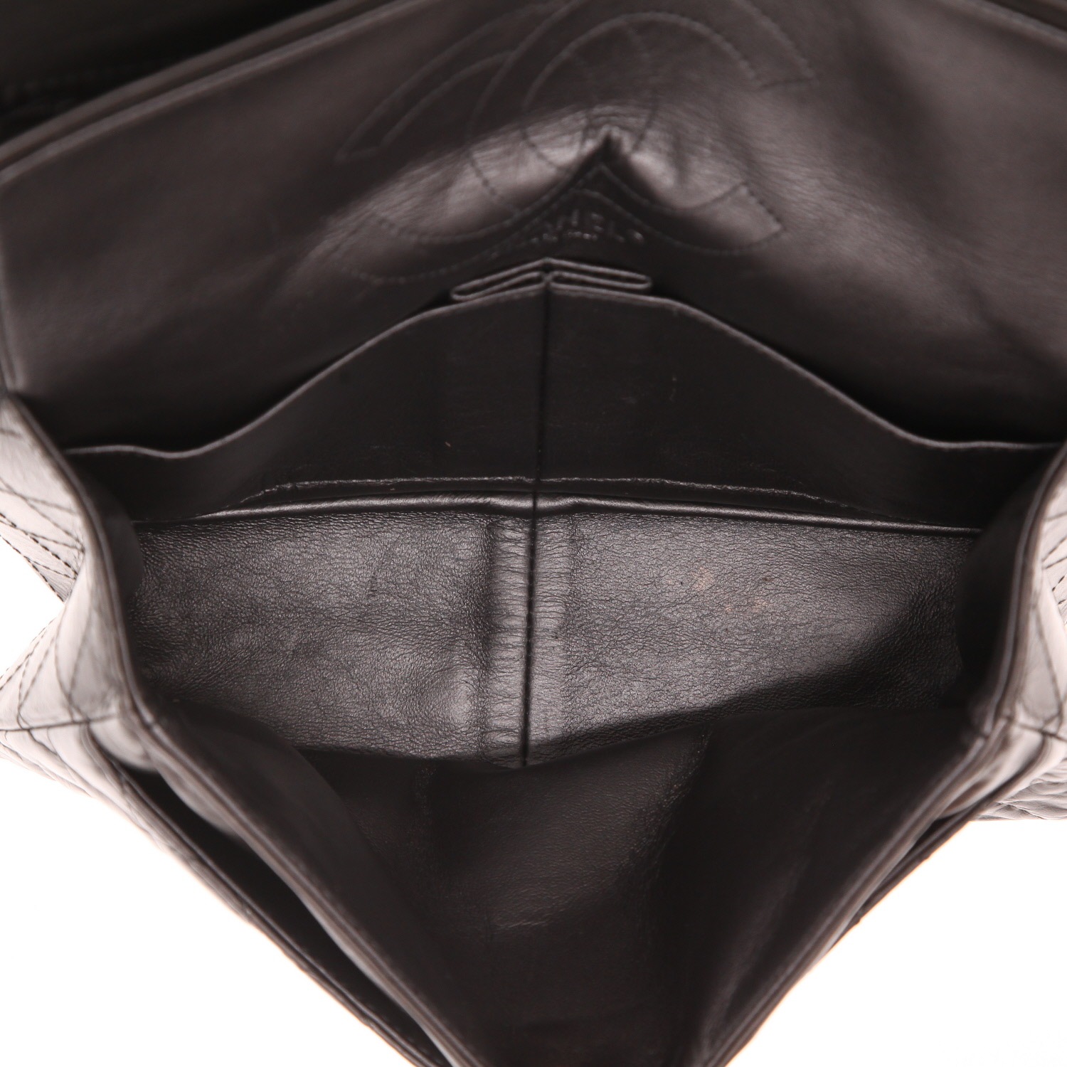 Borsa a tracolla Chanel 2.55, modello grande, in pelle trapuntata argentata - Detail D3