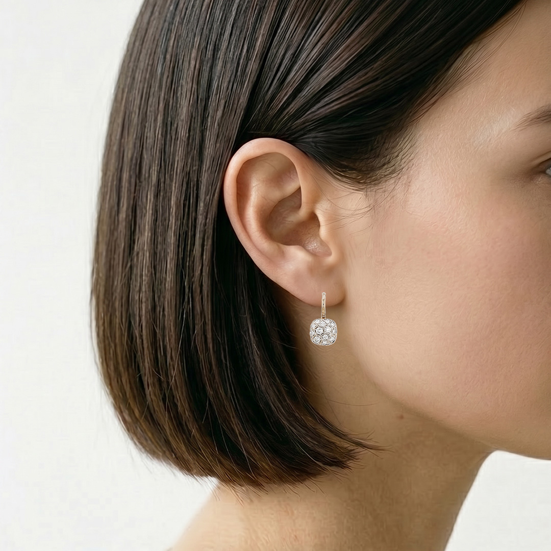 A pair of Pomellato Nudo earrings in rose gold, white gold and diamonds