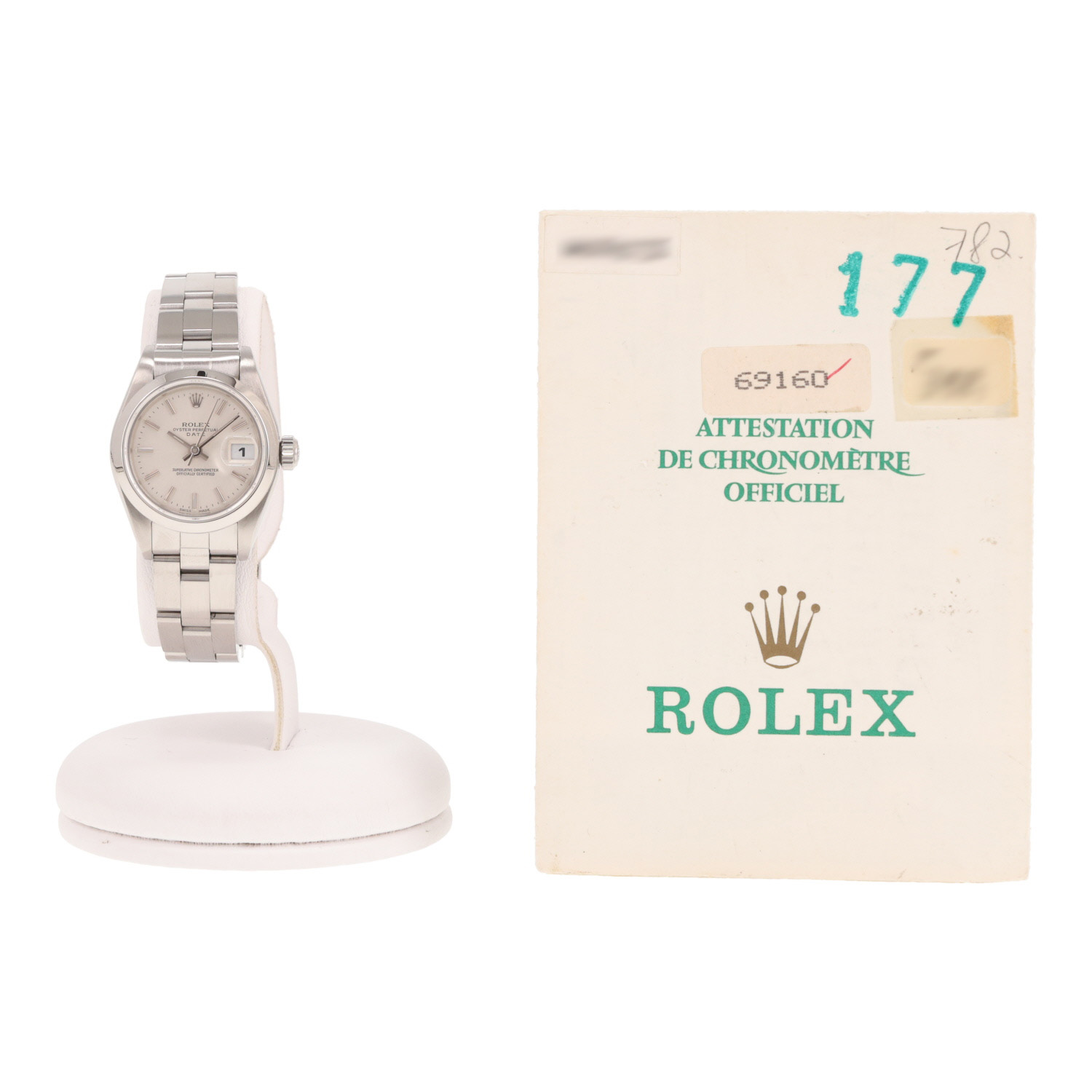 Reloj Rolex Lady Oyster Perpetual Date de acero, ref.: Rolex - 69160, hacia 1995