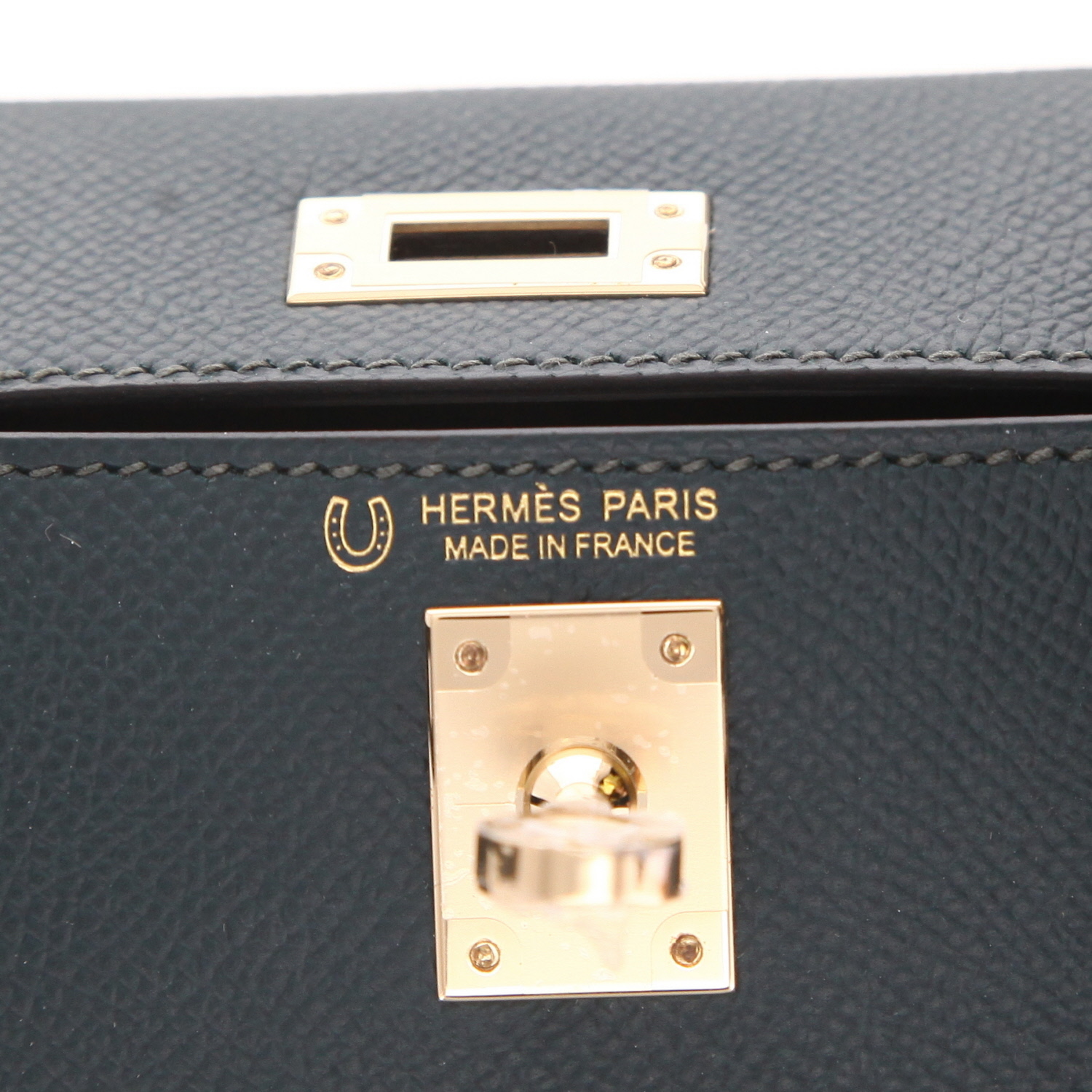 Borsa a tracolla Hermès Kelly da 20 cm in pelle Epsom, colore Verde Sapin - Detail D2
