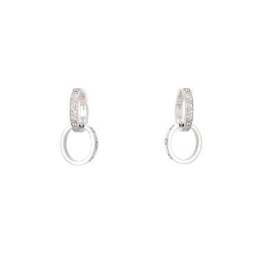 Paire de boucles d'oreilles Cartier Love semi-pavées en or blanc et diamants