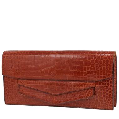 Borsa Hermès Faco in coccodrillo porosus marrone